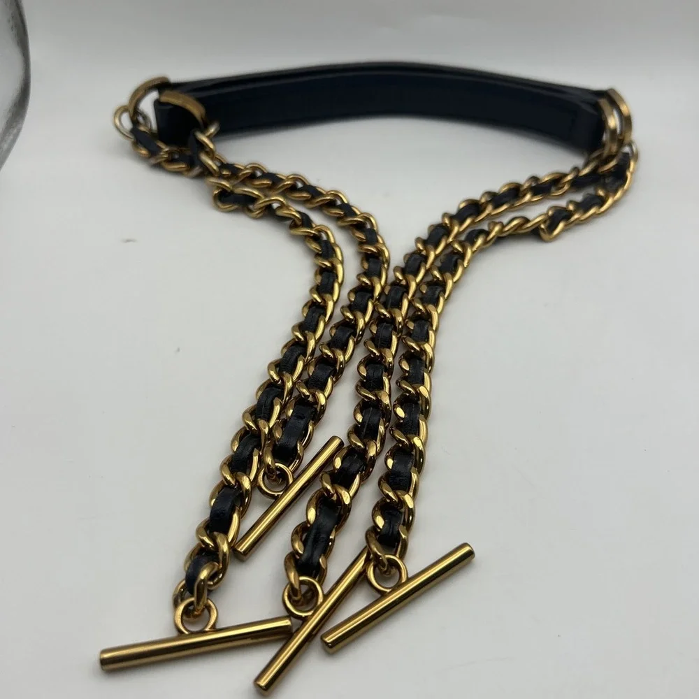 Tory Burch Navy Blue Gold Chain Replacement Shoulder Straps Toggle Ends